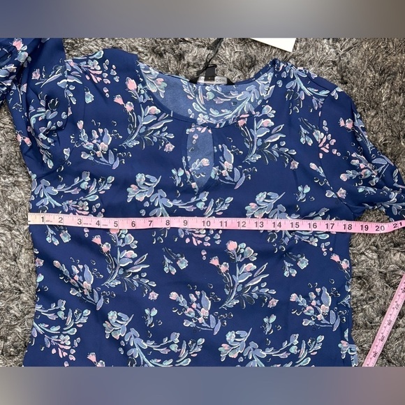 41 Hawthorn Blue Floral Sheer Long Sleeve Tie Wrist Blouse Size S NWT - Picture 10 of 12